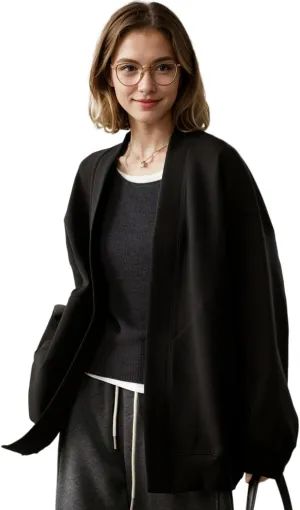 2025 Spring Streetwear Oversized Loose Lightweight Open Front Cardigan Sweaters for Women no Zip Up Casual Hoodies Sweatshirt