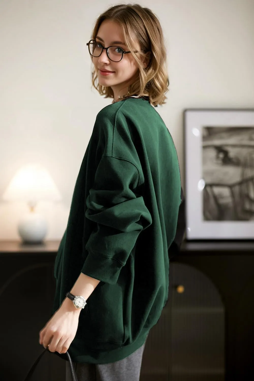 2025 Spring Streetwear Oversized Loose Lightweight Open Front Cardigan Sweaters for Women no Zip Up Casual Hoodies Sweatshirt