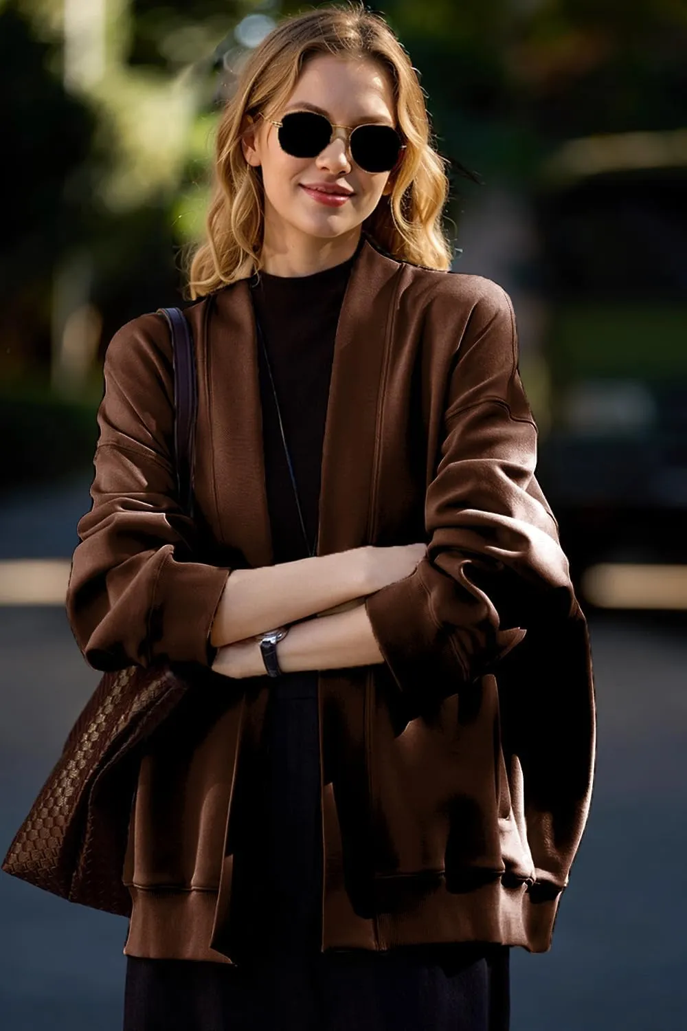 2025 Spring Streetwear Oversized Loose Lightweight Open Front Cardigan Sweaters for Women no Zip Up Casual Hoodies Sweatshirt