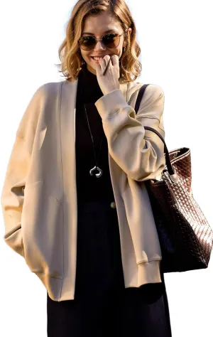 2025 Spring Streetwear Oversized Loose Lightweight Open Front Cardigan Sweaters for Women no Zip Up Casual Hoodies Sweatshirt