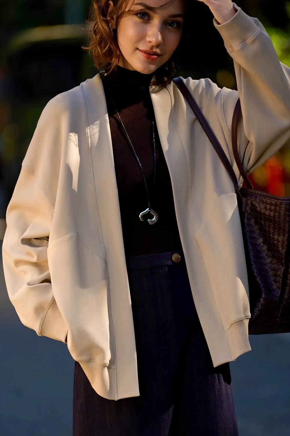 2025 Spring Streetwear Oversized Loose Lightweight Open Front Cardigan Sweaters for Women no Zip Up Casual Hoodies Sweatshirt