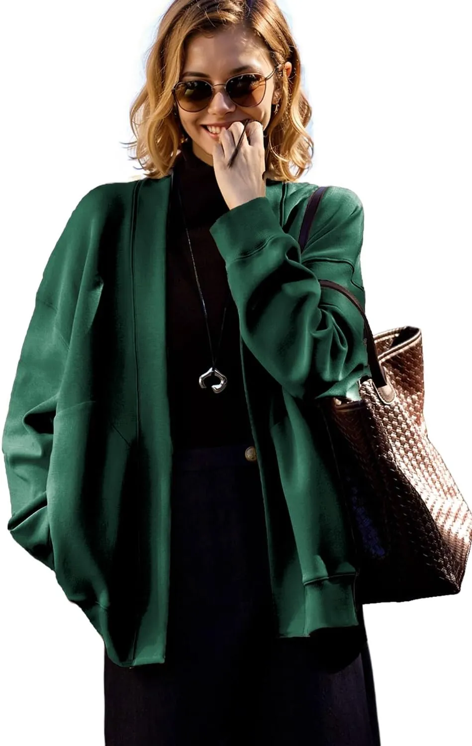 2025 Spring Streetwear Oversized Loose Lightweight Open Front Cardigan Sweaters for Women no Zip Up Casual Hoodies Sweatshirt
