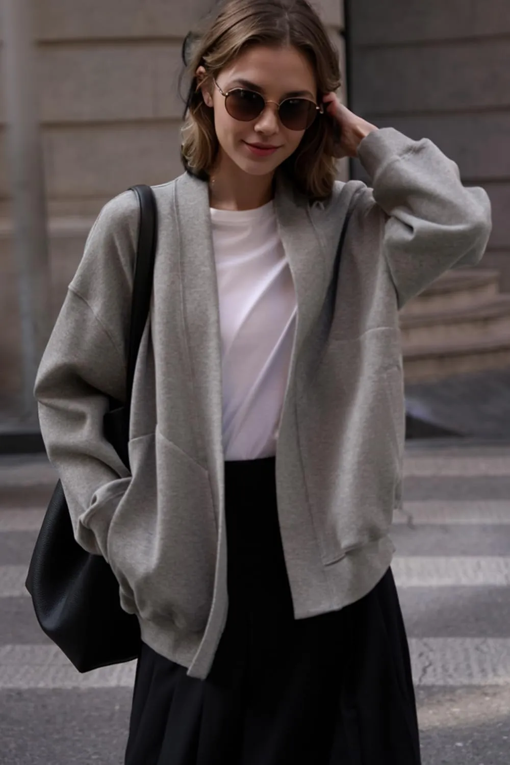 2025 Spring Streetwear Oversized Loose Lightweight Open Front Cardigan Sweaters for Women no Zip Up Casual Hoodies Sweatshirt