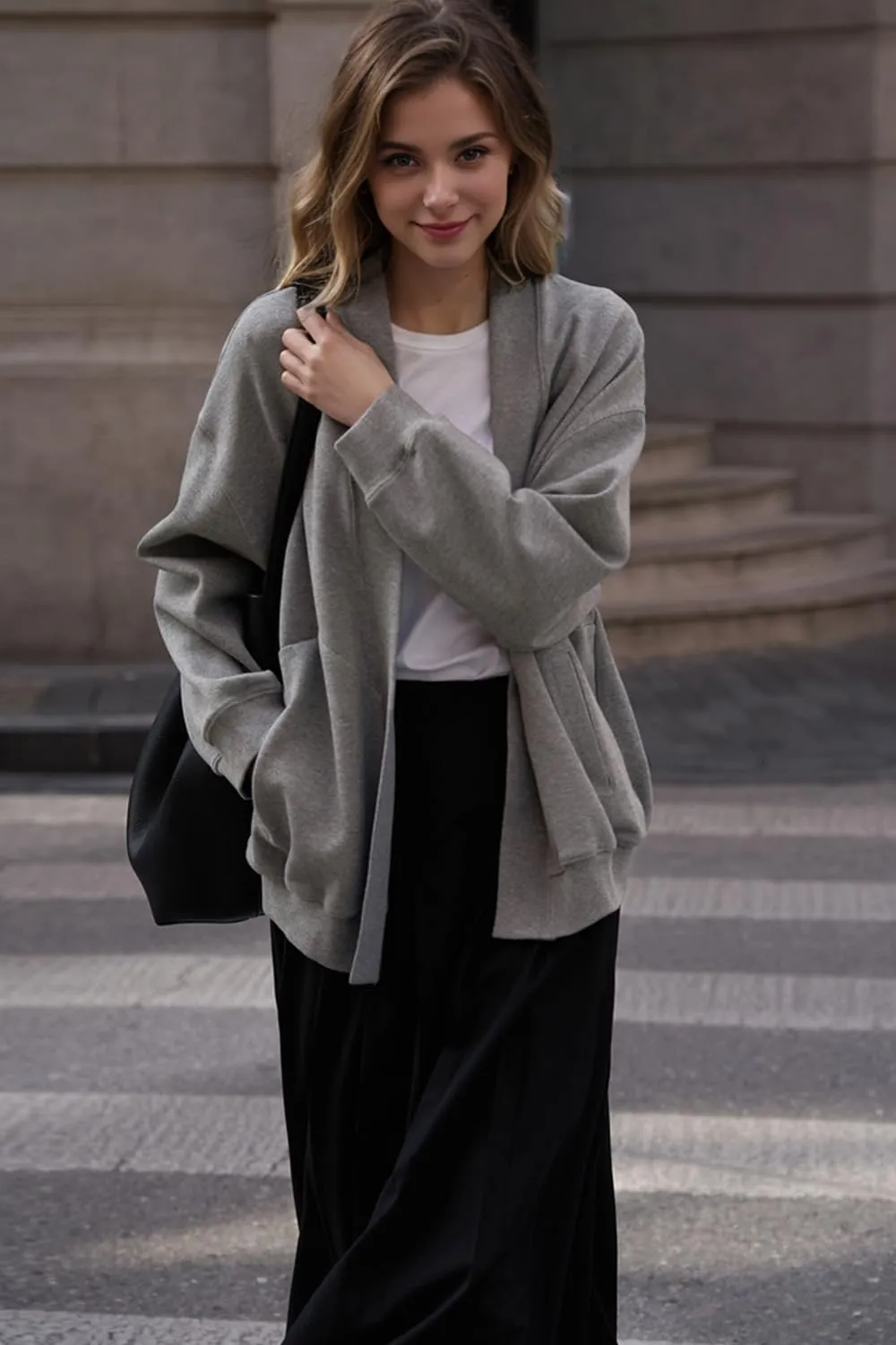 2025 Spring Streetwear Oversized Loose Lightweight Open Front Cardigan Sweaters for Women no Zip Up Casual Hoodies Sweatshirt