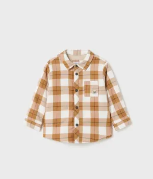 2175 Mayoral Toddler Boys Eco Plush Faux Fur Lined Shacket - Pumpkin Plaid