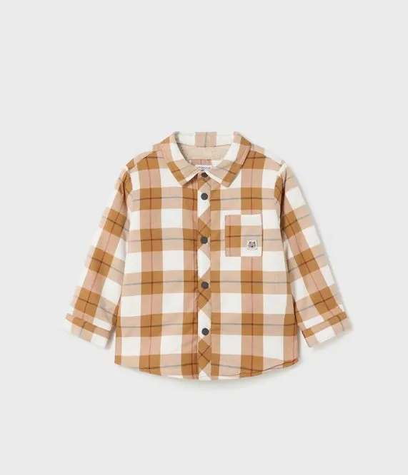 2175 Mayoral Toddler Boys Eco Plush Faux Fur Lined Shacket - Pumpkin Plaid