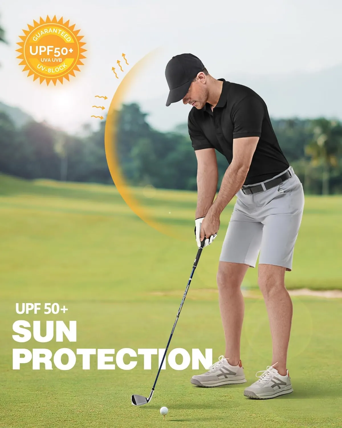 33,000ft Men's Golf Polo Shirts Short Sleeve Dry Fit Casual Workout Sports Athletic Tennis Performance Collared T-Shirt