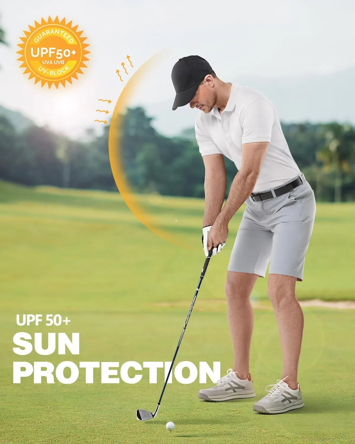 33,000ft Men's Golf Polo Shirts Short Sleeve Dry Fit Casual Workout Sports Athletic Tennis Performance Collared T-Shirt