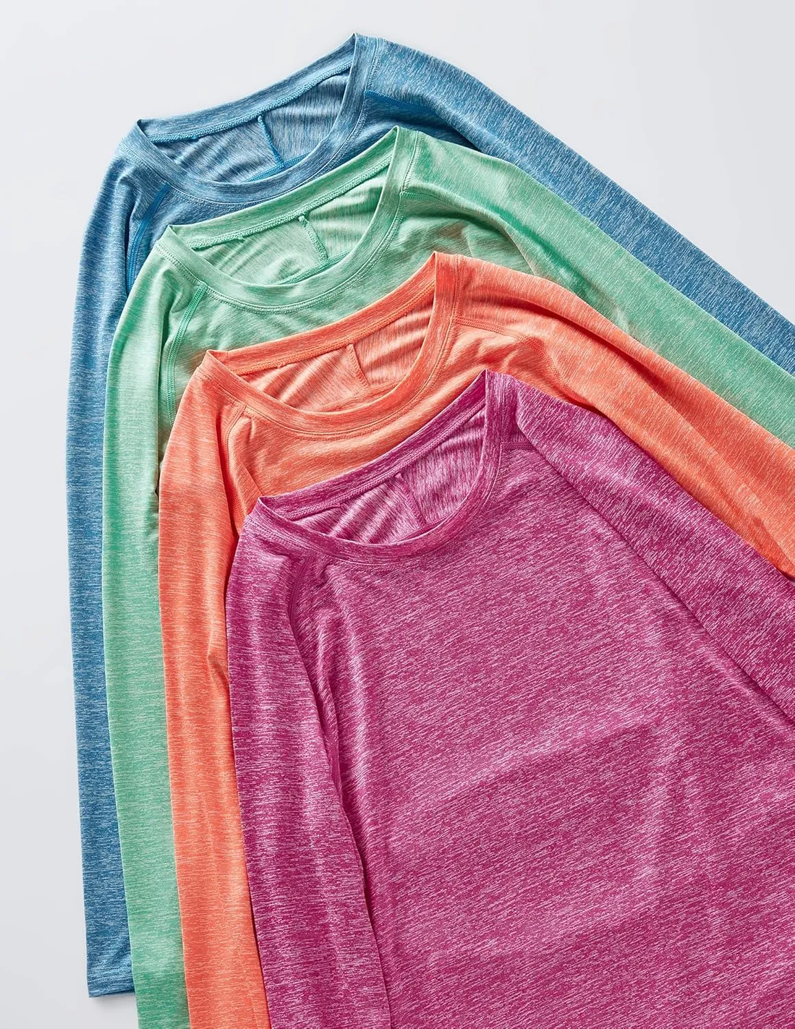 4-Pack: Womens Long Sleeve Athletic Tops with Thumb Holes  Dry Fit Active Crewneck Workout Tees