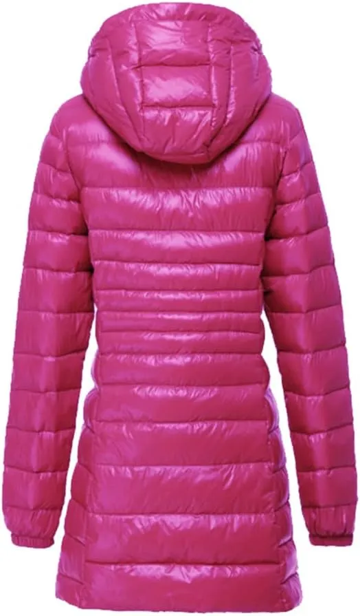 Adhdyuud Women Long Down Jacket Winter Plus Ultra Light Hooded Down Coat Casual Feather Jackets Parka