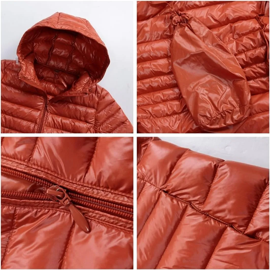 Adhdyuud Women Long Down Jacket Winter Plus Ultra Light Hooded Down Coat Casual Feather Jackets Parka