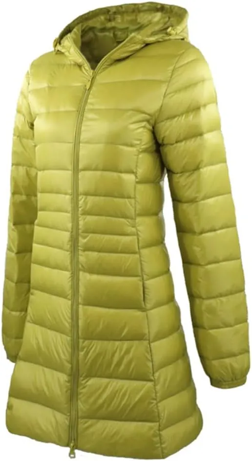 Adhdyuud Women Long Down Jacket Winter Plus Ultra Light Hooded Down Coat Casual Feather Jackets Parka