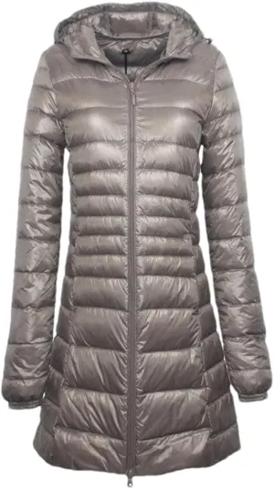 Adhdyuud Women Long Down Jacket Winter Plus Ultra Light Hooded Down Coat Casual Feather Jackets Parka