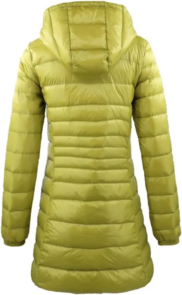 Adhdyuud Women Long Down Jacket Winter Plus Ultra Light Hooded Down Coat Casual Feather Jackets Parka