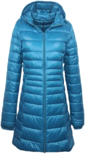 Adhdyuud Women Long Down Jacket Winter Plus Ultra Light Hooded Down Coat Casual Feather Jackets Parka