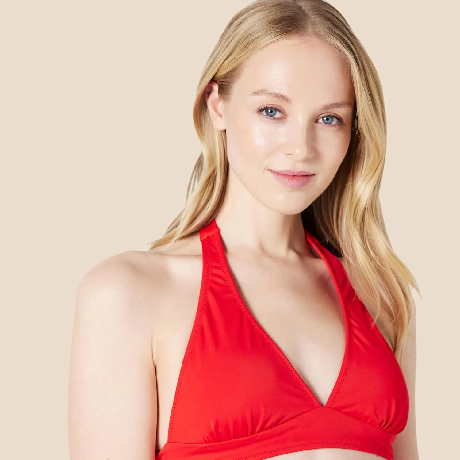 Amazon Essentials Women's Light-Support Tie Halter Bikini Swimsuit Top (Available in Plus Size)