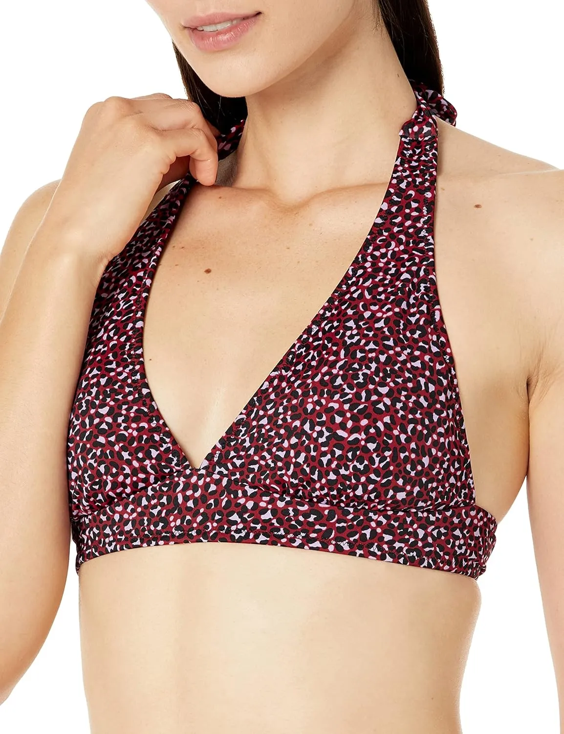 Amazon Essentials Women's Light-Support Tie Halter Bikini Swimsuit Top (Available in Plus Size)