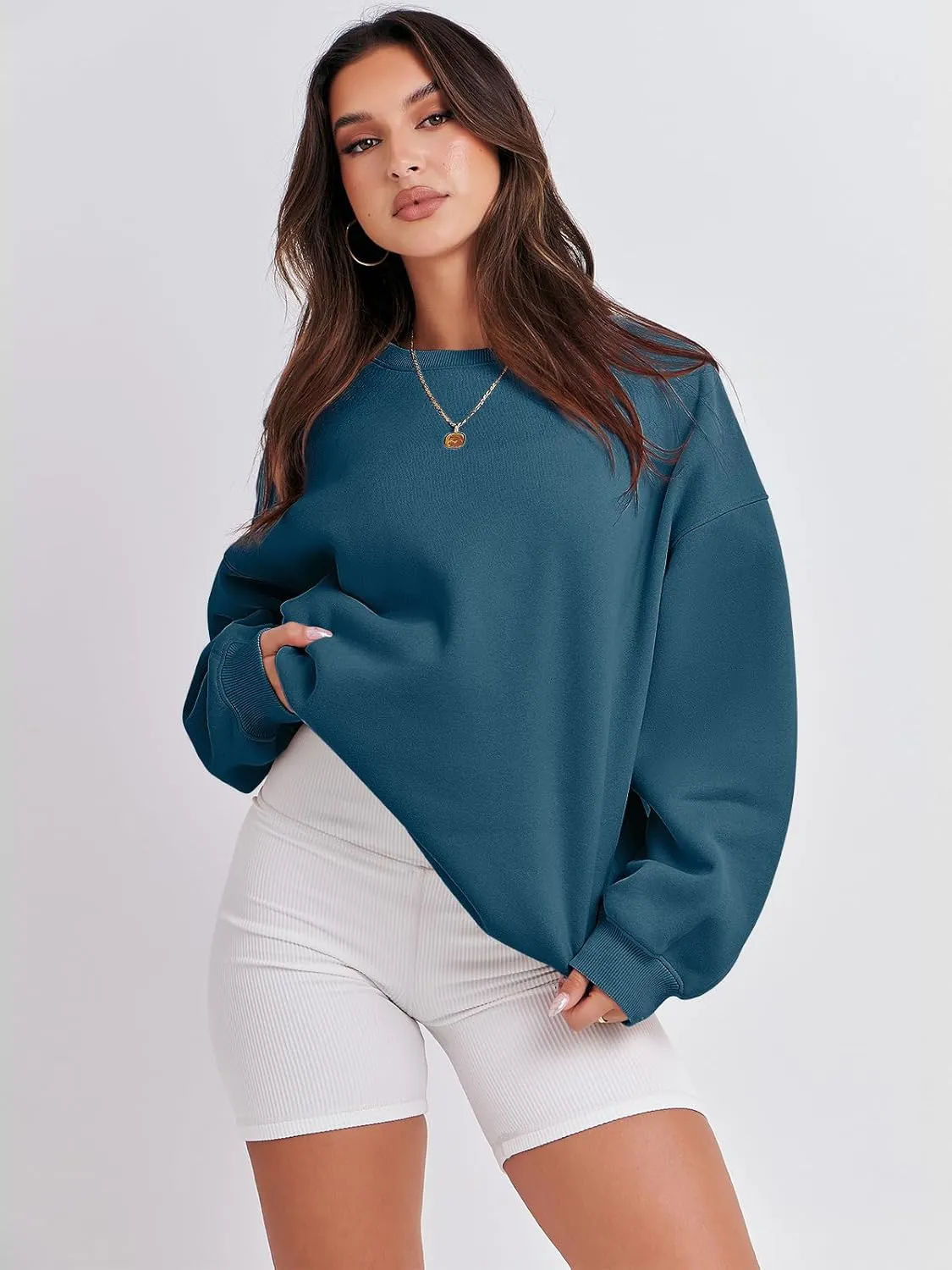 ANRABESS Women's Sweatshirts Crewneck Fleece Oversized Pullover Hoodies Cute Shirts Tops Teen Girls Preppy Clothes 2025