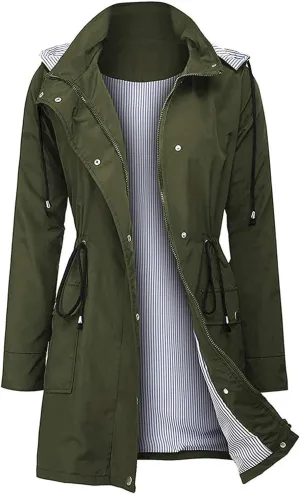 Arthas Women Light Rain Jacket Waterproof Active Outdoor Trench Raincoat with Hood Lightweight Plus Size for Girls