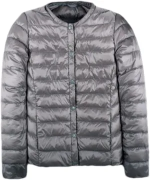 Autumn Spring Ultra Light Down Jacket Women White Duck Down Coat Collarless Warm