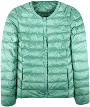 Autumn Spring Ultra Light Down Jacket Women White Duck Down Coat Collarless Warm