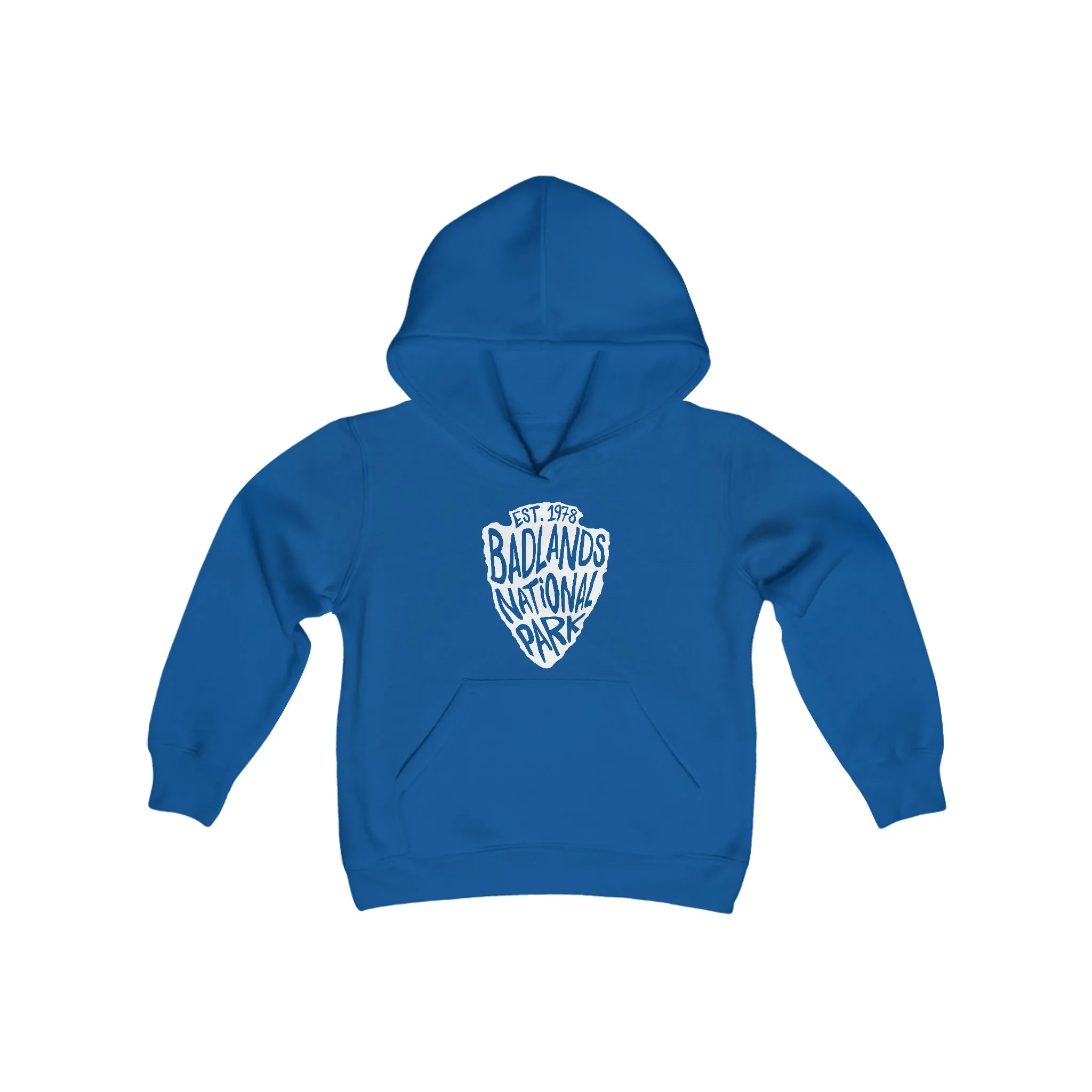 Badlands National Park Kids Hoodie - Arrowhead Chunky Text
