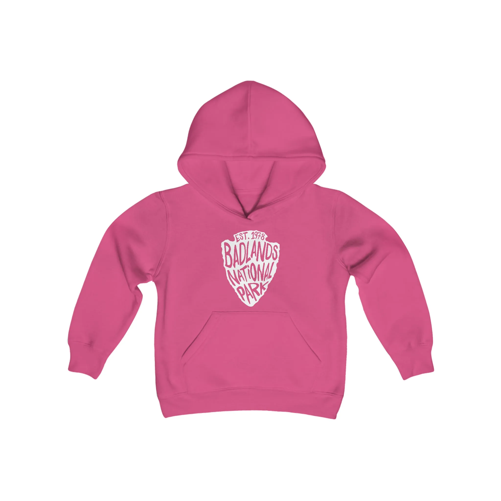 Badlands National Park Kids Hoodie - Arrowhead Chunky Text