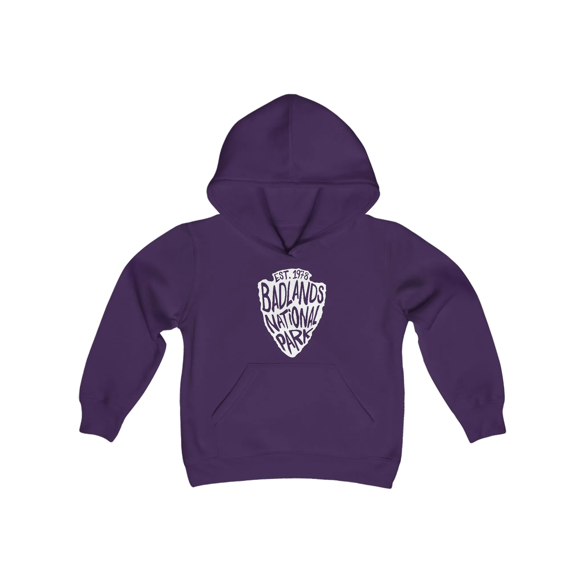 Badlands National Park Kids Hoodie - Arrowhead Chunky Text