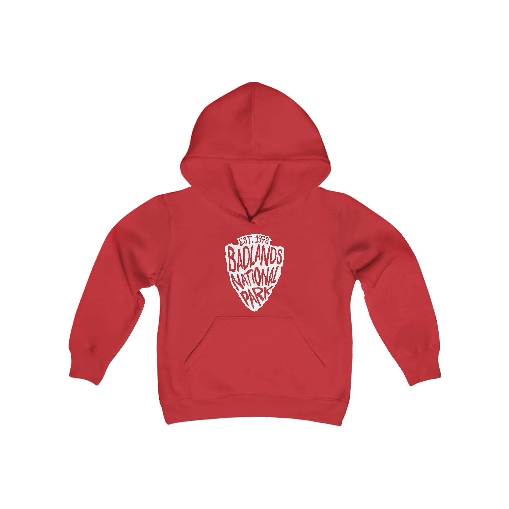 Badlands National Park Kids Hoodie - Arrowhead Chunky Text