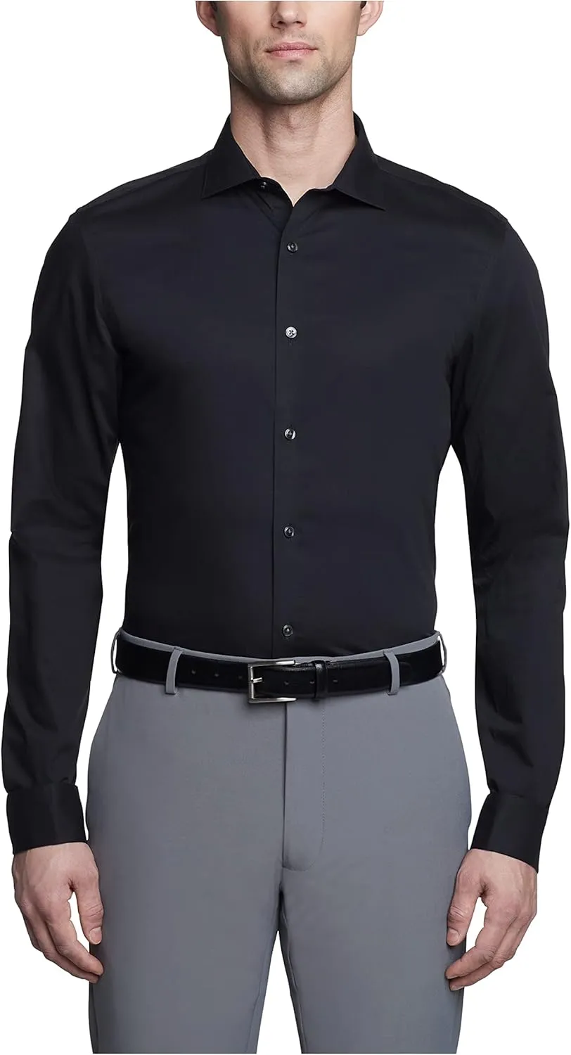 Calvin Klein Men's Non Iron Slim Fit Herringbone French Cuff Dress Shirt