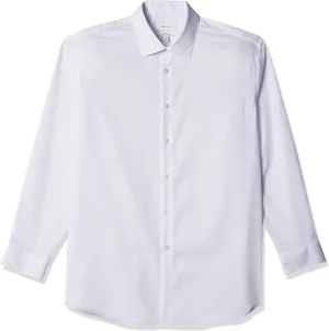 Calvin Klein Men's Regular Fit Non Iron Herringbone Solid, White, 15.5/32-33