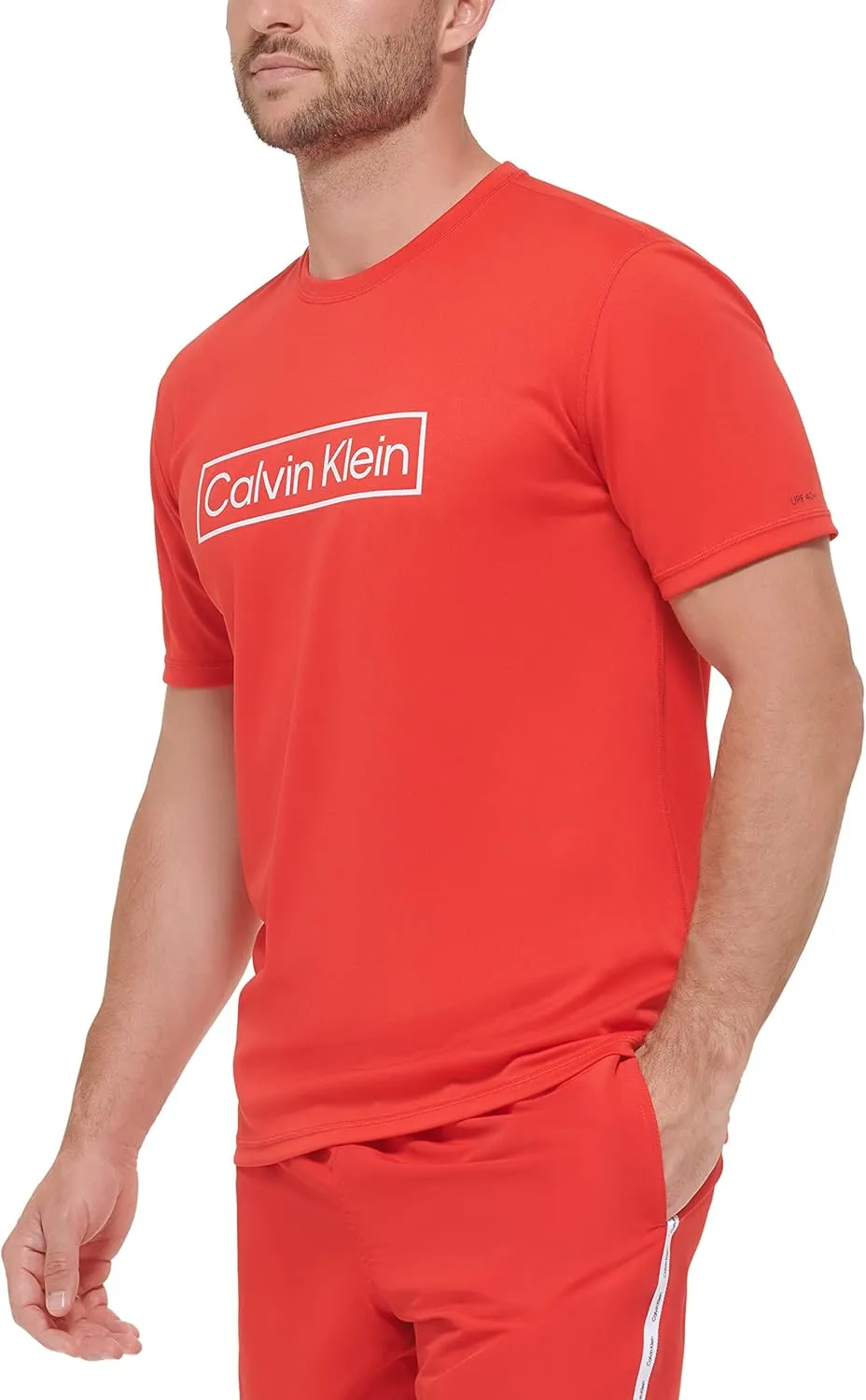 Calvin Klein Men's Standard Light Weight Quick Dry Short Sleeve 40  UPF Protection Active Top