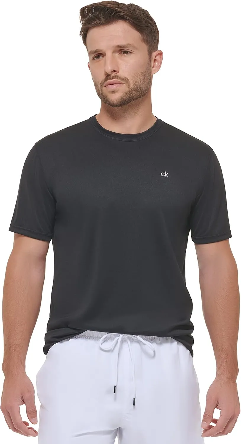 Calvin Klein Men's Standard Light Weight Quick Dry Short Sleeve 40  UPF Protection Active Top
