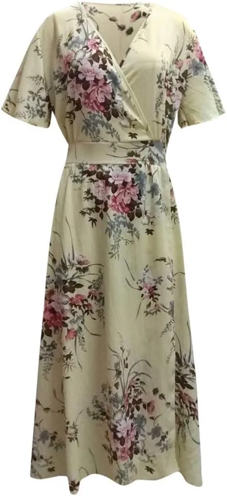 Casual Summer Dresses for Women 2025,Womens Plus Size Wedding Guest Dress Short Sleeve Floral Printed Maxi Dresses