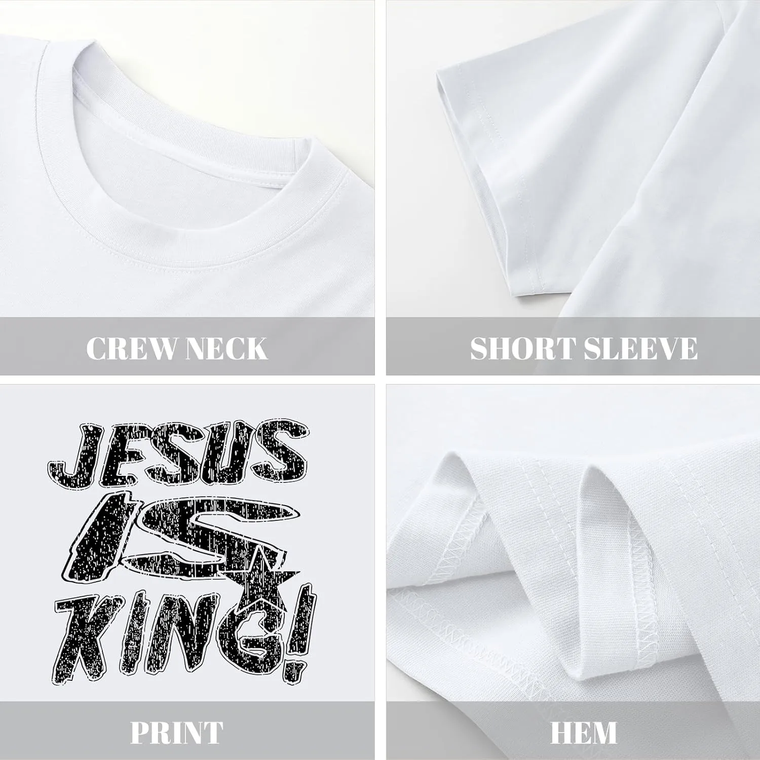 Christian Shirts for Men Jesus is King Tshirt God Faith Inspirational Religious Sayings Tees Funny Bible Verse Tops