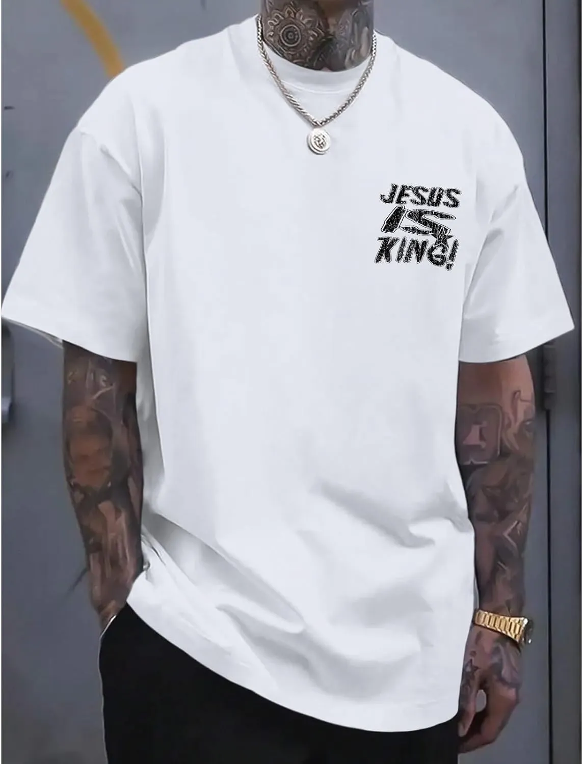 Christian Shirts for Men Jesus is King Tshirt God Faith Inspirational Religious Sayings Tees Funny Bible Verse Tops