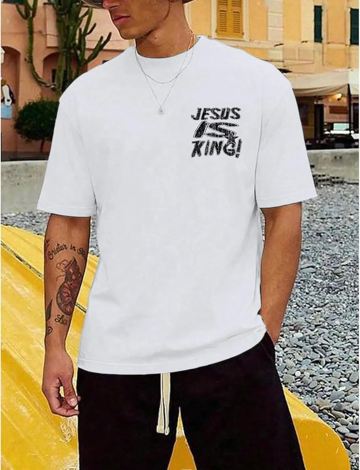 Christian Shirts for Men Jesus is King Tshirt God Faith Inspirational Religious Sayings Tees Funny Bible Verse Tops