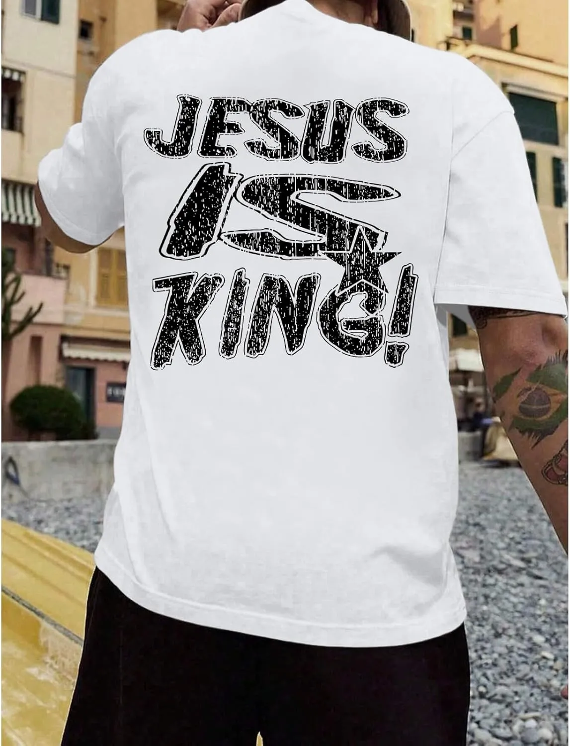 Christian Shirts for Men Jesus is King Tshirt God Faith Inspirational Religious Sayings Tees Funny Bible Verse Tops