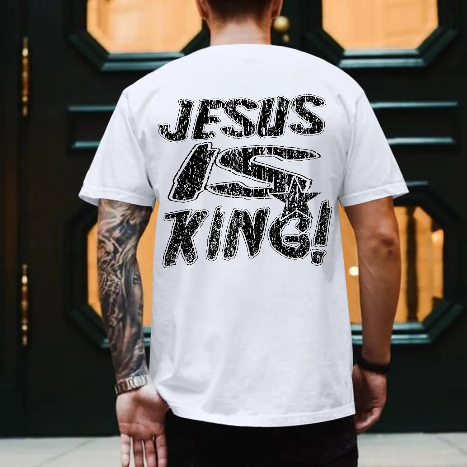 Christian Shirts for Men Jesus is King Tshirt God Faith Inspirational Religious Sayings Tees Funny Bible Verse Tops