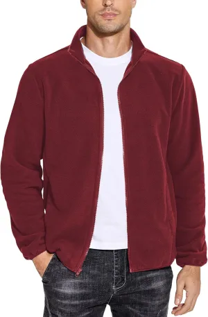 COOFANDY Men's Soft Polar Fleece Jacket Lightweight Full Zip Jackets Casual Outdoor Warm Jackets Coats with Pockets