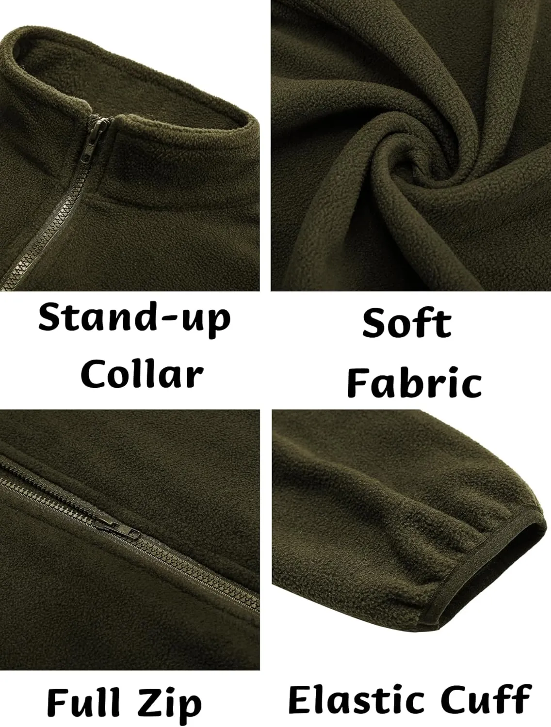 COOFANDY Men's Soft Polar Fleece Jacket Lightweight Full Zip Jackets Casual Outdoor Warm Jackets Coats with Pockets