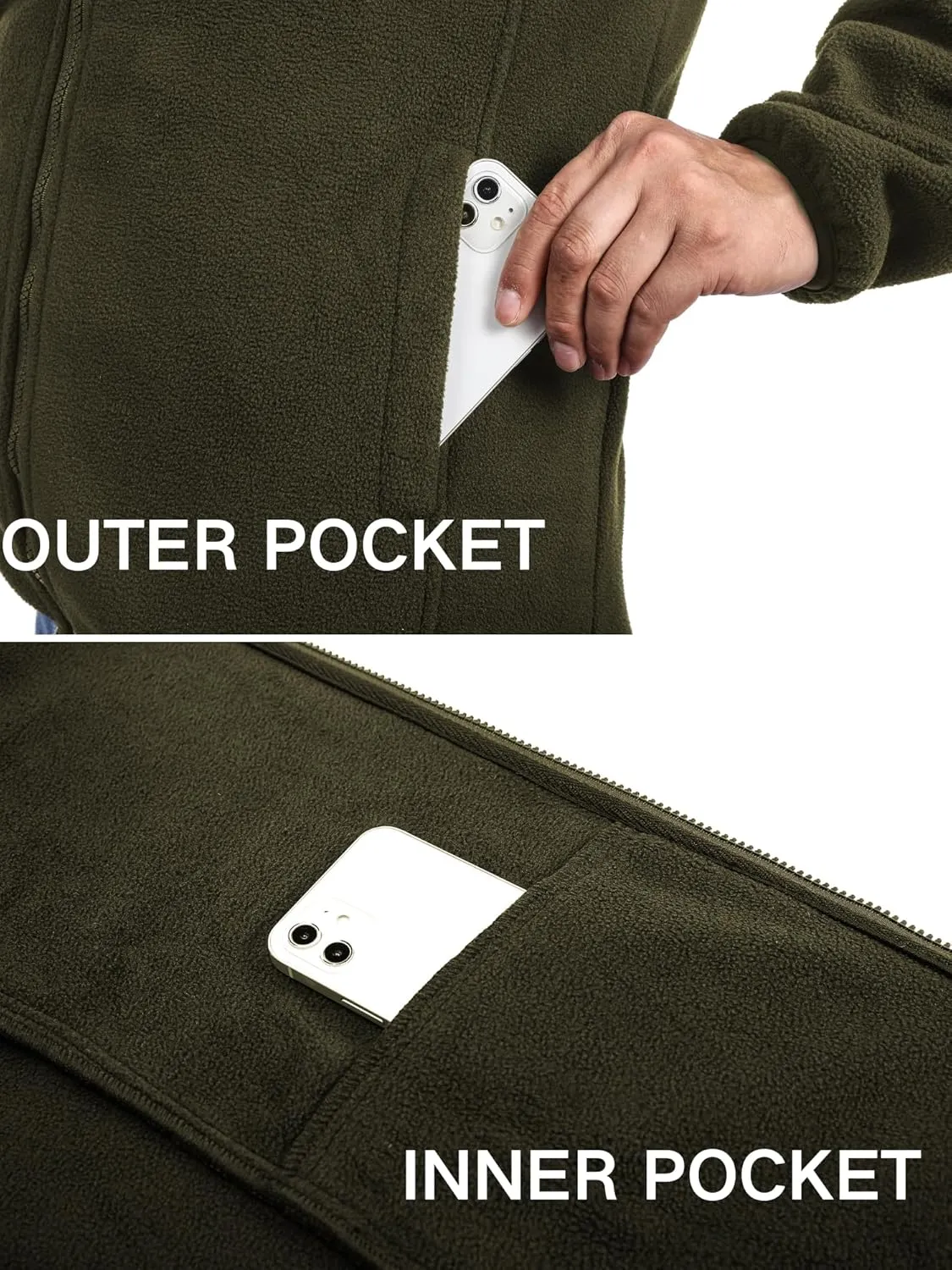 COOFANDY Men's Soft Polar Fleece Jacket Lightweight Full Zip Jackets Casual Outdoor Warm Jackets Coats with Pockets