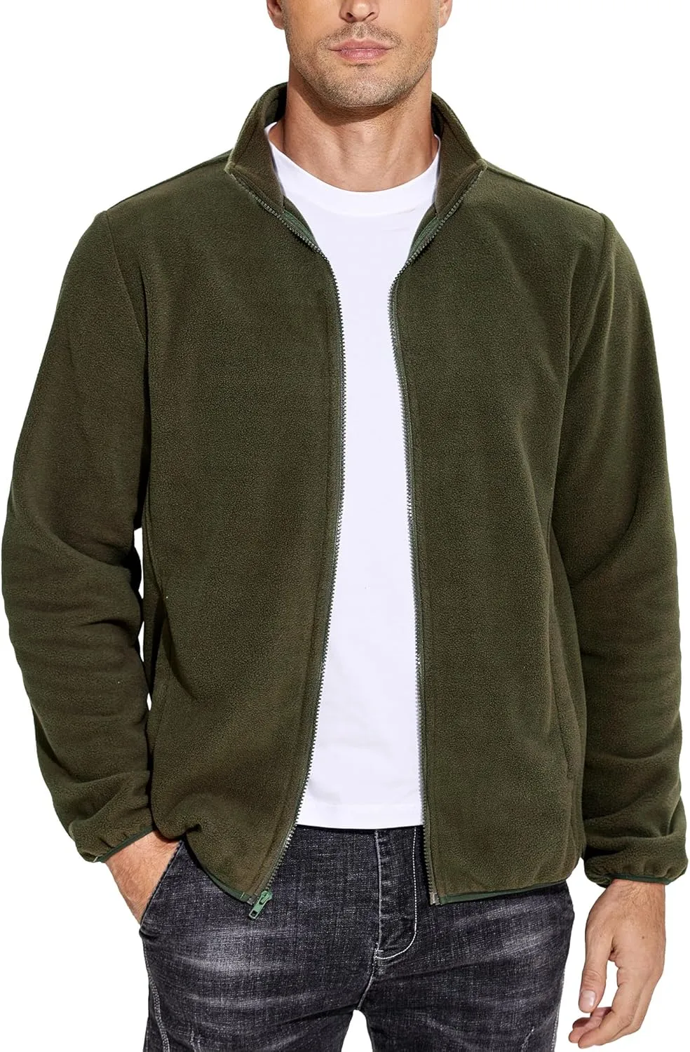 COOFANDY Men's Soft Polar Fleece Jacket Lightweight Full Zip Jackets Casual Outdoor Warm Jackets Coats with Pockets