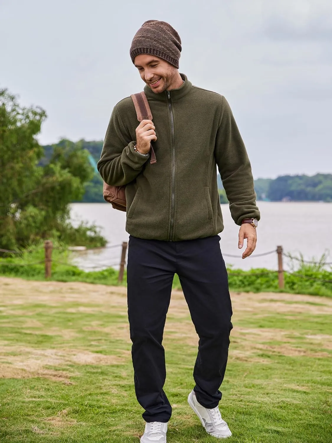 COOFANDY Men's Soft Polar Fleece Jacket Lightweight Full Zip Jackets Casual Outdoor Warm Jackets Coats with Pockets