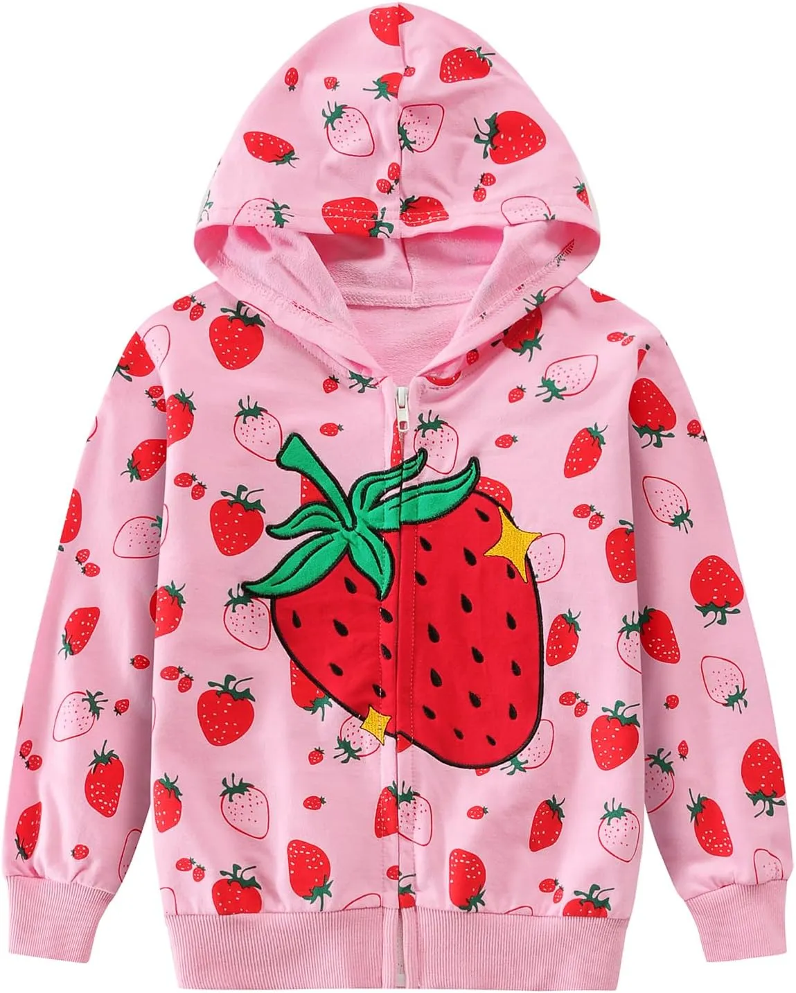 DDSOL Baby Girl Zip-up Jacket Toddler Hoodie Sweatshirt Light Winter Coat Fall Outwear 2t-7t