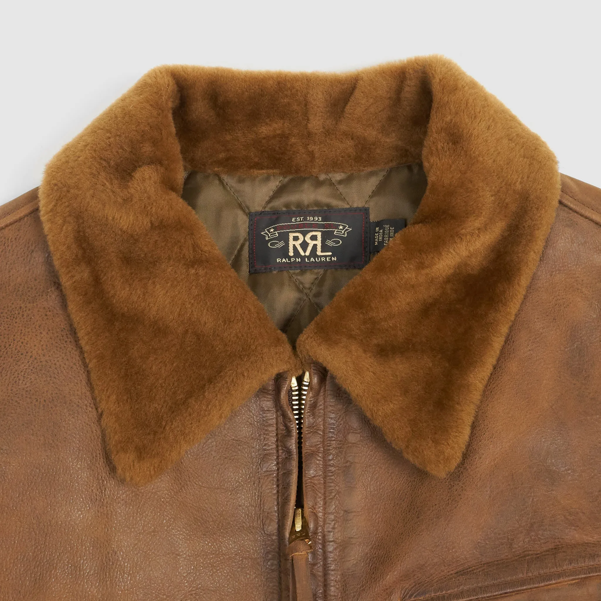 Double RL Shearling- Collar Leather Jacket