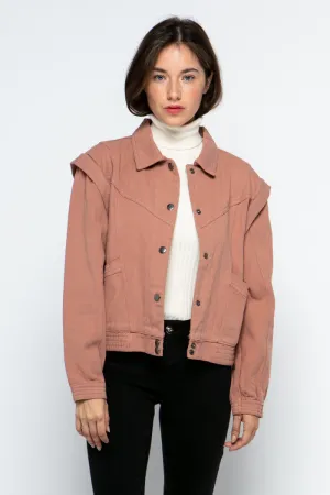 DUSTY MAUVE DENIM CONVERTIBLE LOOK JACKET MJK8718