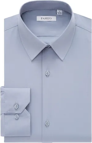 FAHIZO Men's Dress Shirt Regular Fit Soild Business Formal Long Sleeve Button Up Stretch Shirts