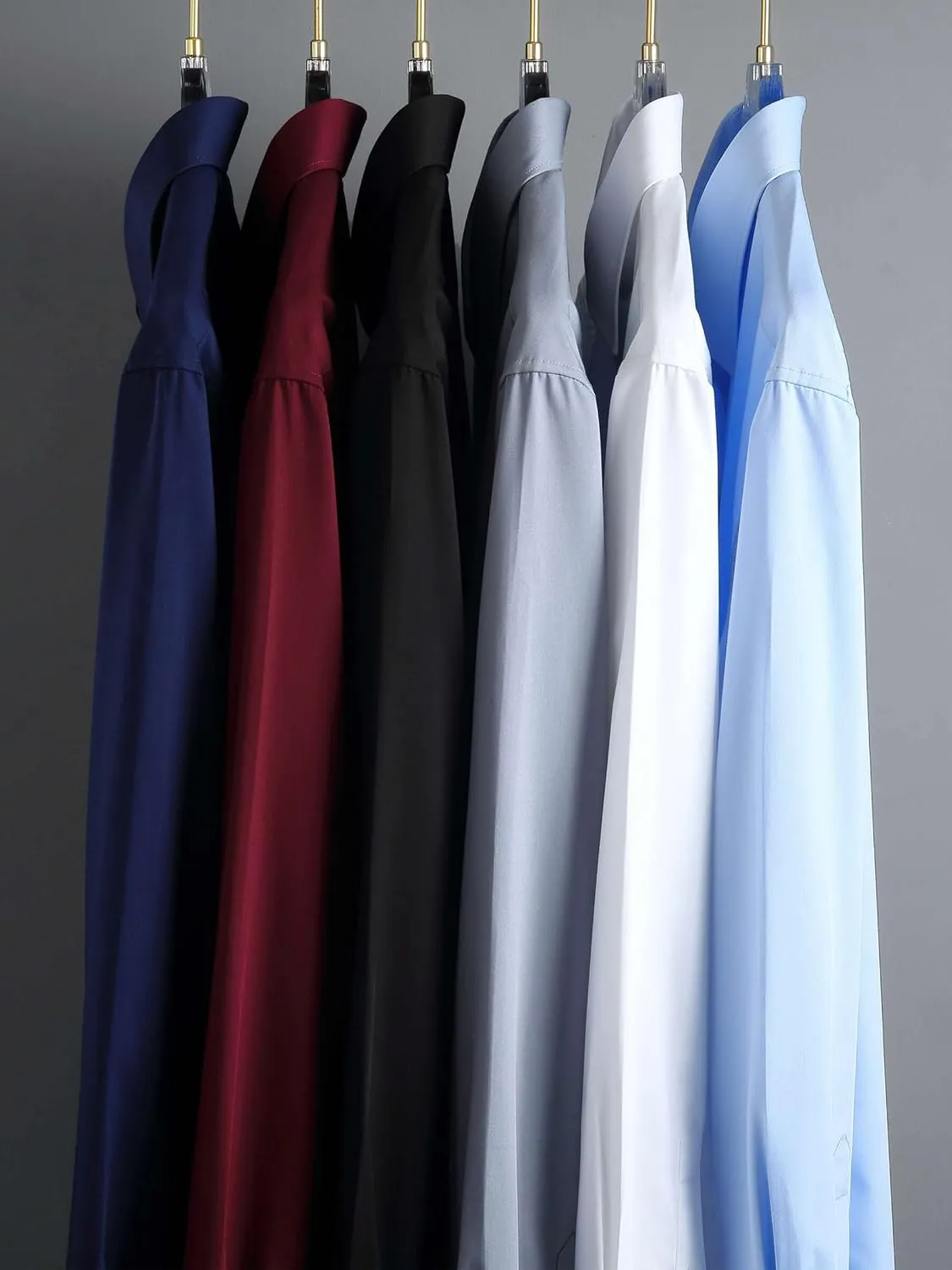 FAHIZO Men's Dress Shirt Regular Fit Soild Business Formal Long Sleeve Button Up Stretch Shirts