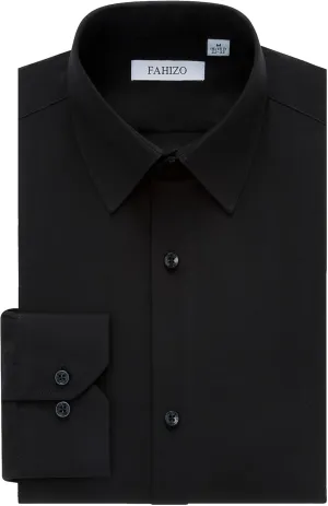 FAHIZO Men's Dress Shirt Regular Fit Soild Business Formal Long Sleeve Button Up Stretch Shirts